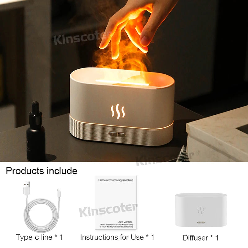 Aroma Diffuser Air Humidifier Ultrasonic Cool Led Essential Oil Flame Lamp Difusor