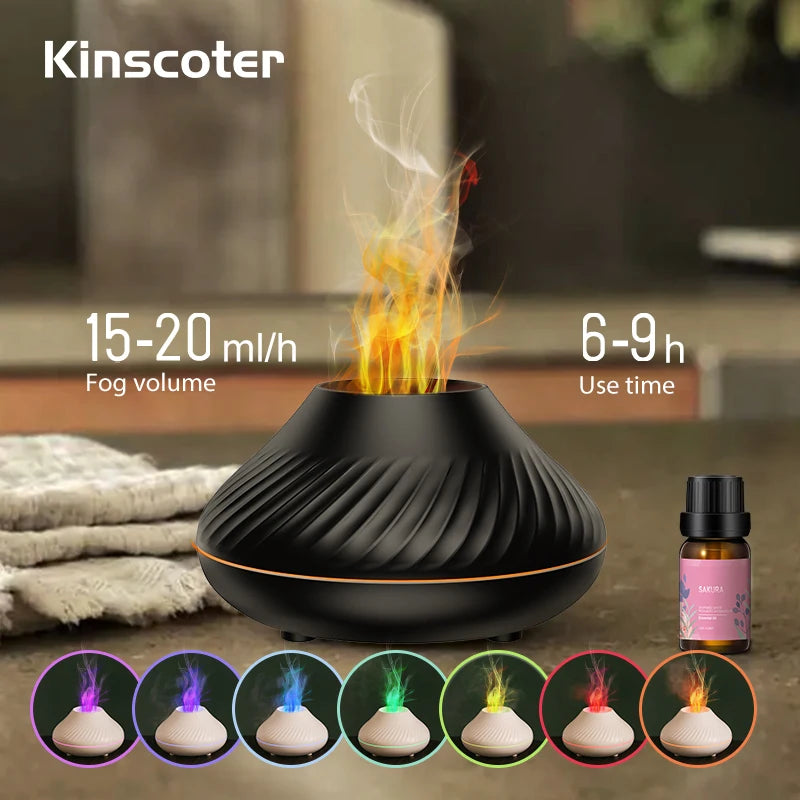 Colorful Flame Aromatherapy Humidifier Cool Mist Maker 130ml USB