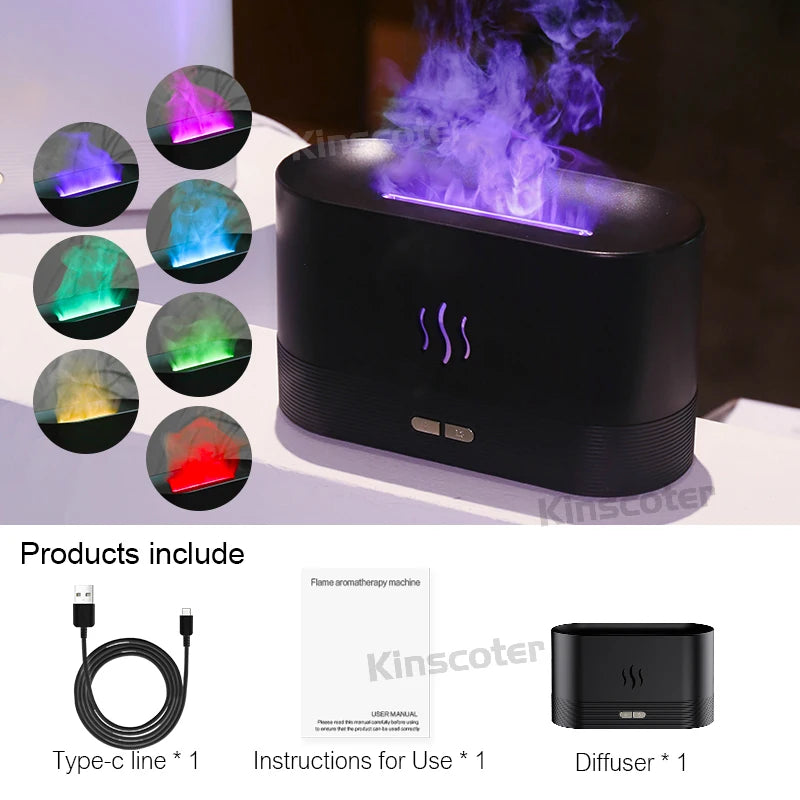 Aroma Diffuser Air Humidifier Ultrasonic Cool Led Essential Oil Flame Lamp Difusor