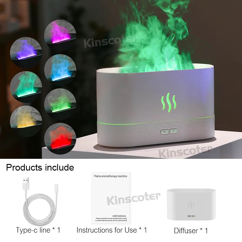 Aroma Diffuser Air Humidifier Ultrasonic Cool Led Essential Oil Flame Lamp Difusor