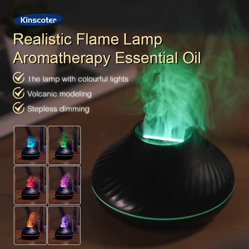 Colorful Flame Aromatherapy Humidifier Cool Mist Maker 130ml USB