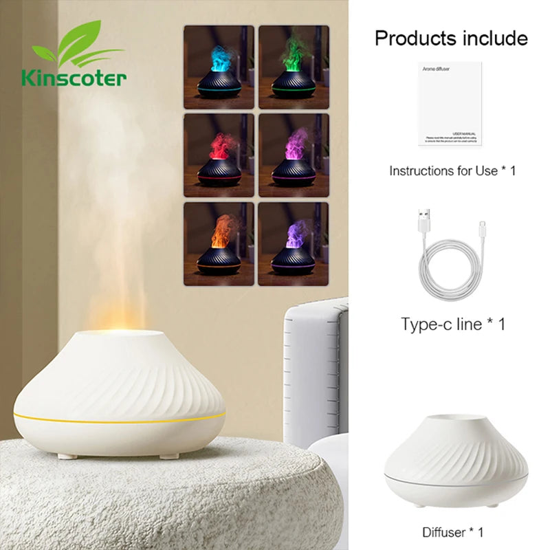 Colorful Flame Aromatherapy Humidifier Cool Mist Maker 130ml USB