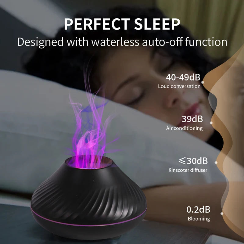 Colorful Flame Aromatherapy Humidifier Cool Mist Maker 130ml USB