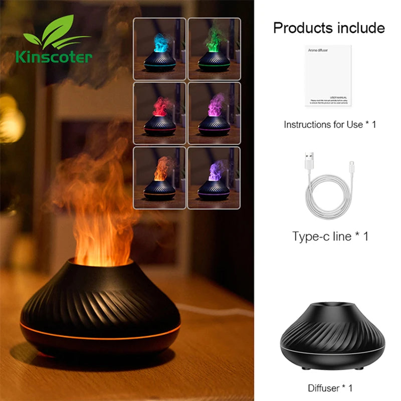 Colorful Flame Aromatherapy Humidifier Cool Mist Maker 130ml USB