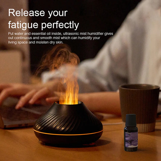 Colorful Flame Aromatherapy Humidifier Cool Mist Maker 130ml USB